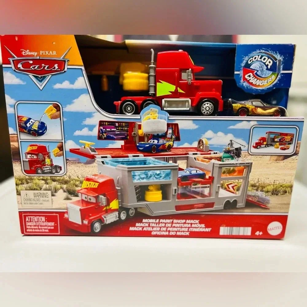 Disney Pixar Cars Color Changers Mobile Paint Shop Mack Playset with 1 Toy Car